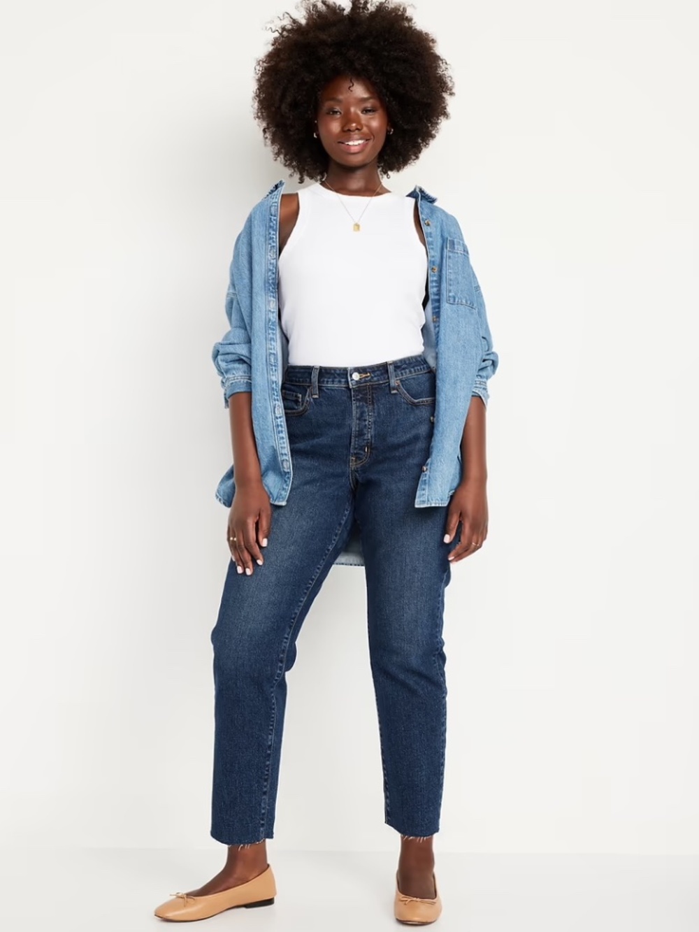 Old Navy High-Rise Curvy O.G. Straight Jeans Size 6 | Suki Medium Blue